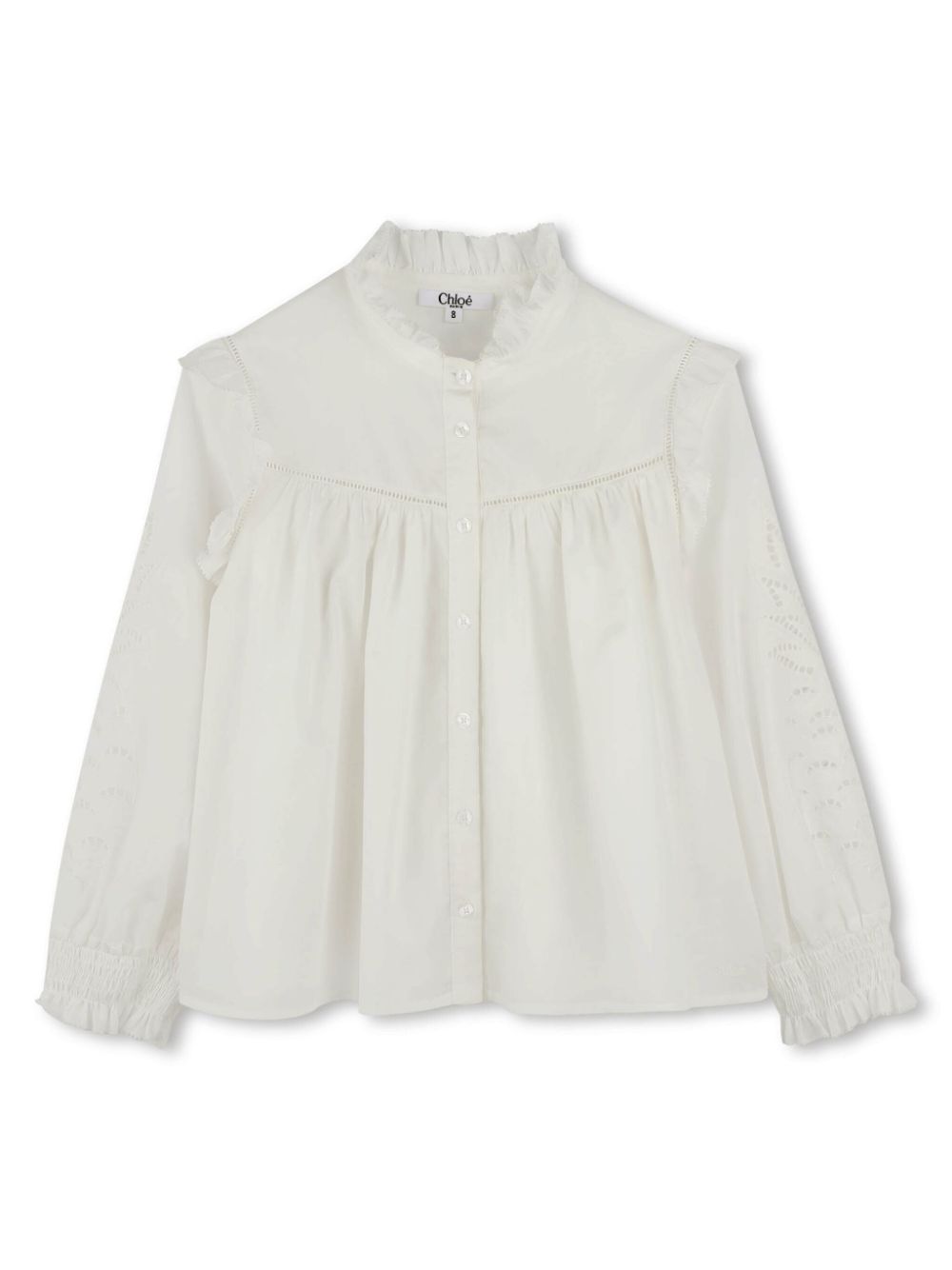 Chloé Kids ruffle-collar blouse - White