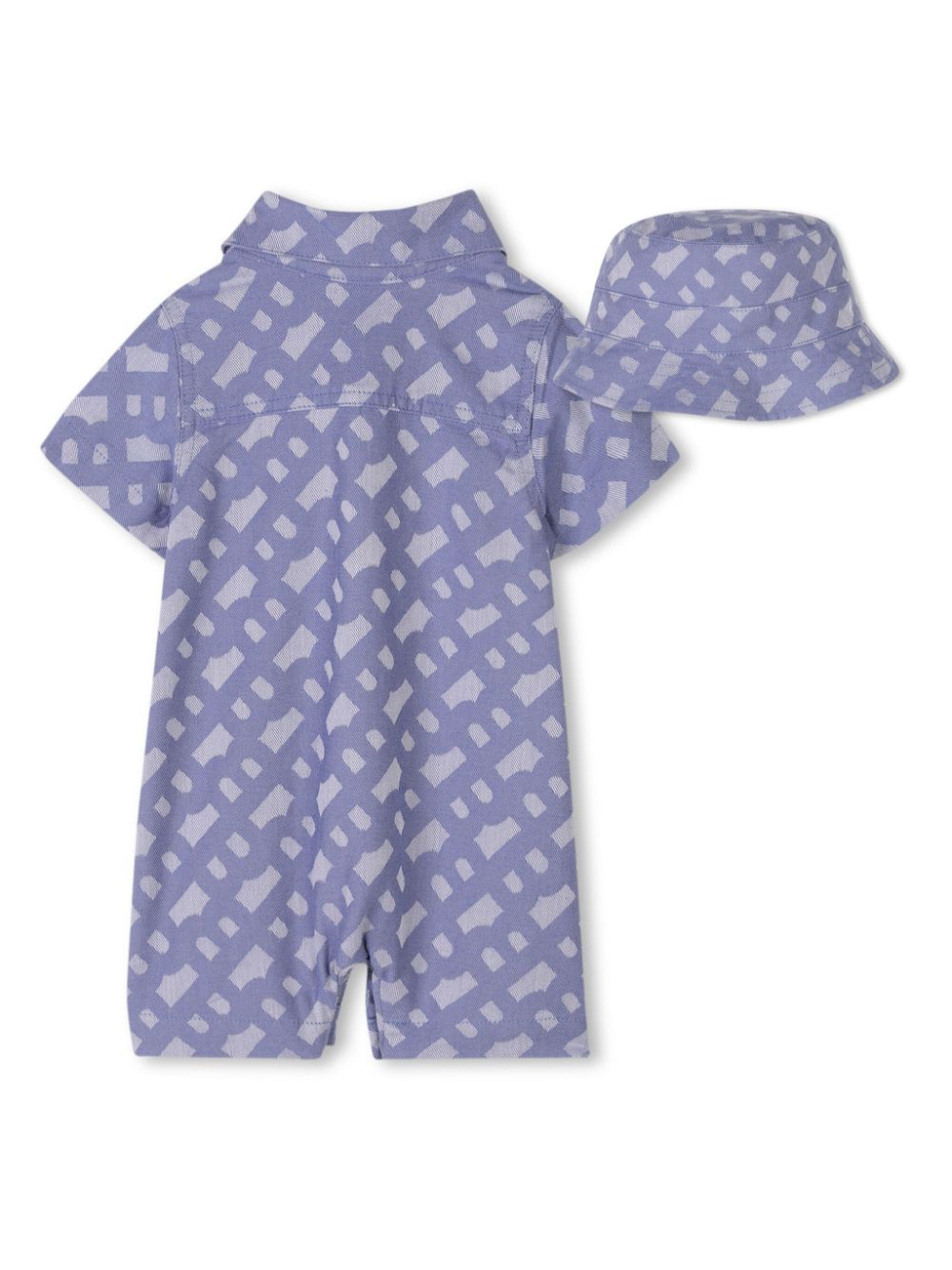 BOSS Kidswear Romper en muts met monogram-print - Blauw