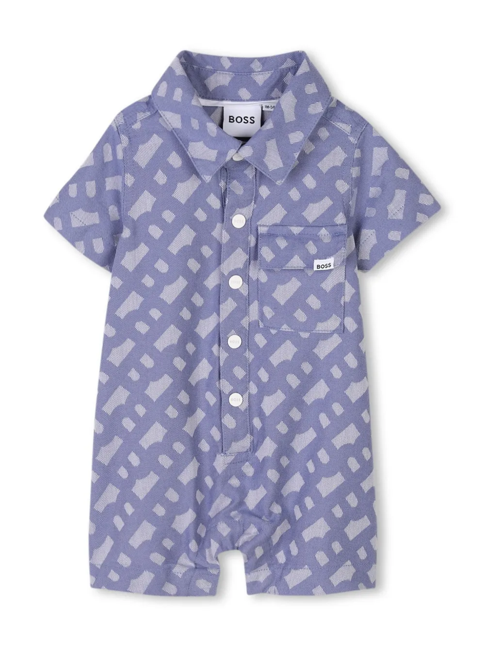 BOSS Kidswear Romper en muts met monogram-print Blauw