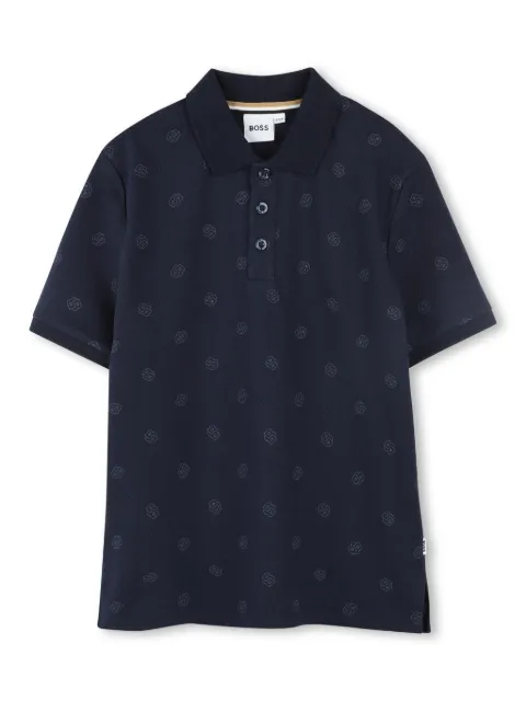 BOSS Kidswear قميص بولو بأكمام قصيرة وطبعة شعار الماركة