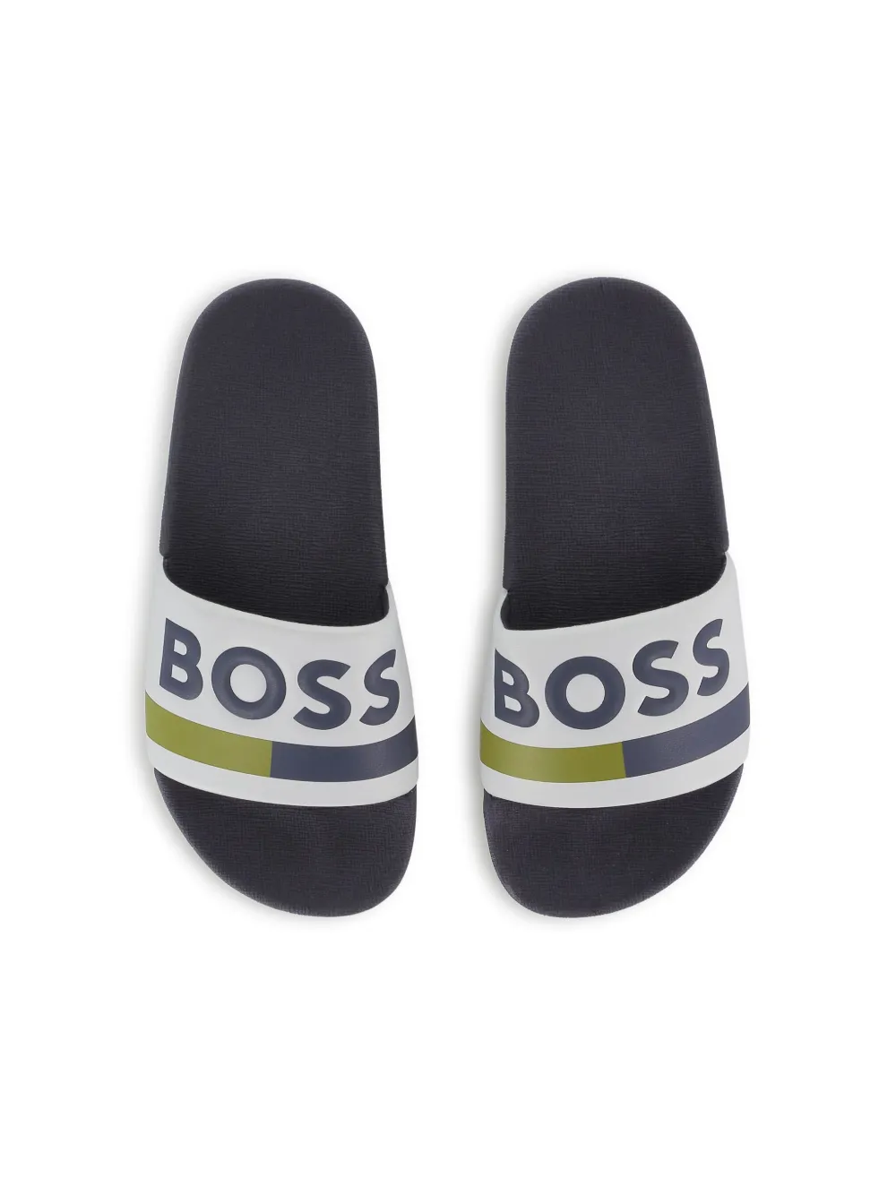 BOSS Kidswear Slippers met logoprint Wit