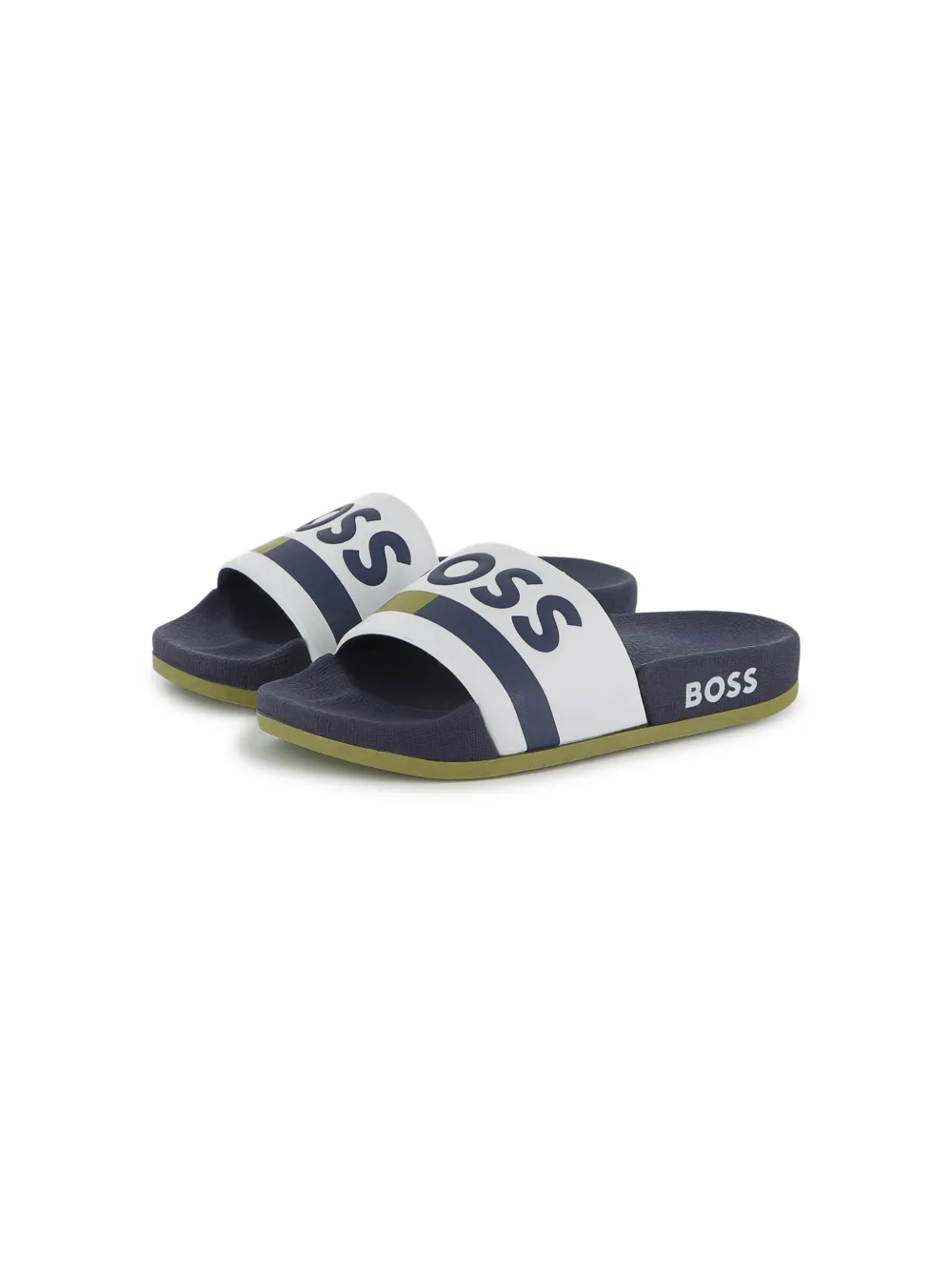 BOSS Kidswear Slippers met logoprint Wit