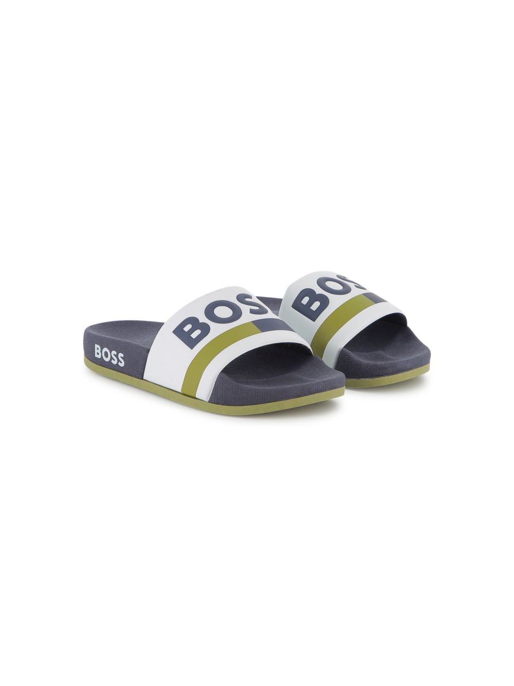 BOSS Kidswear Slippers met logoprint Wit