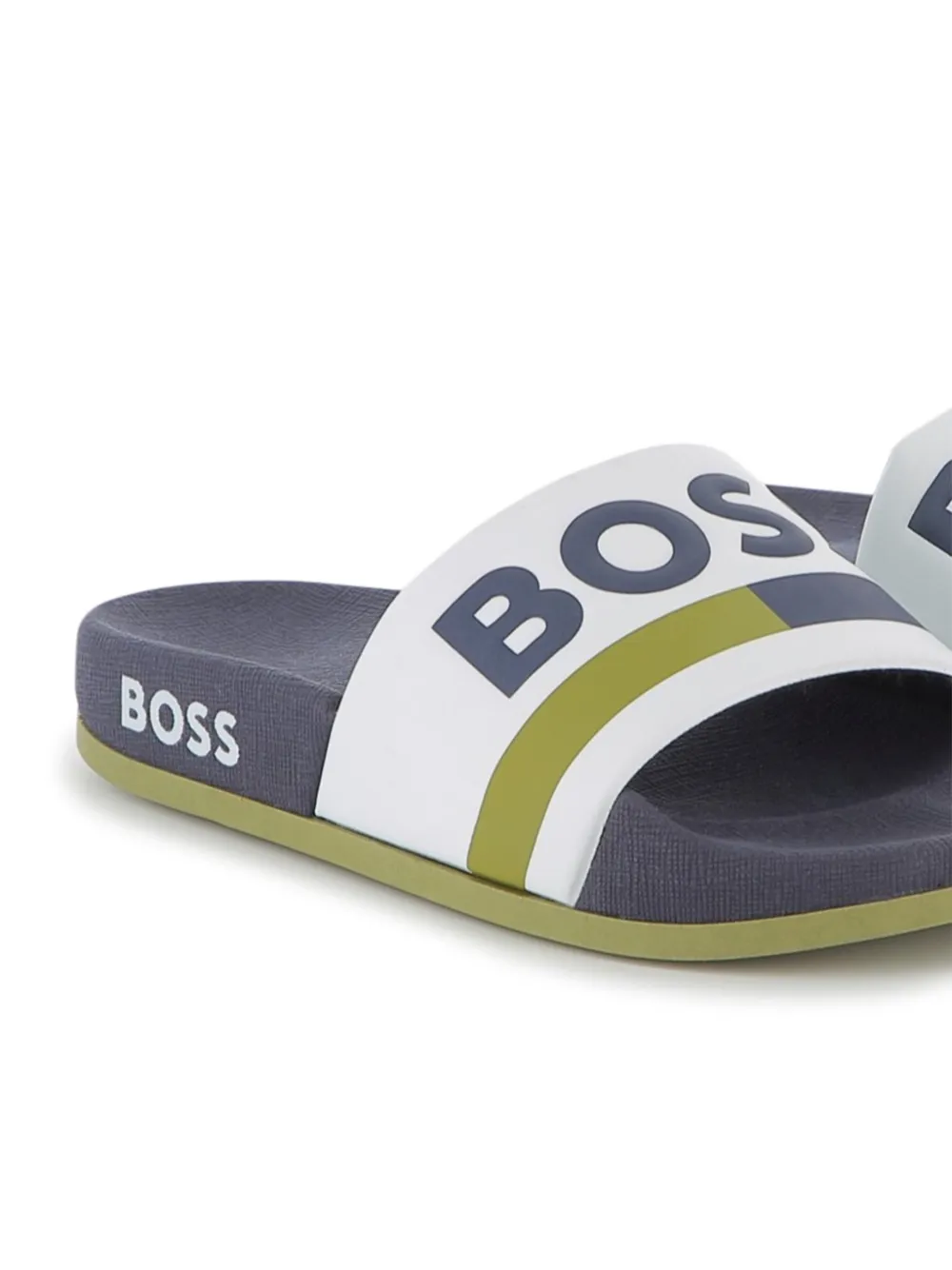 BOSS Kidswear Slippers met logoprint Wit