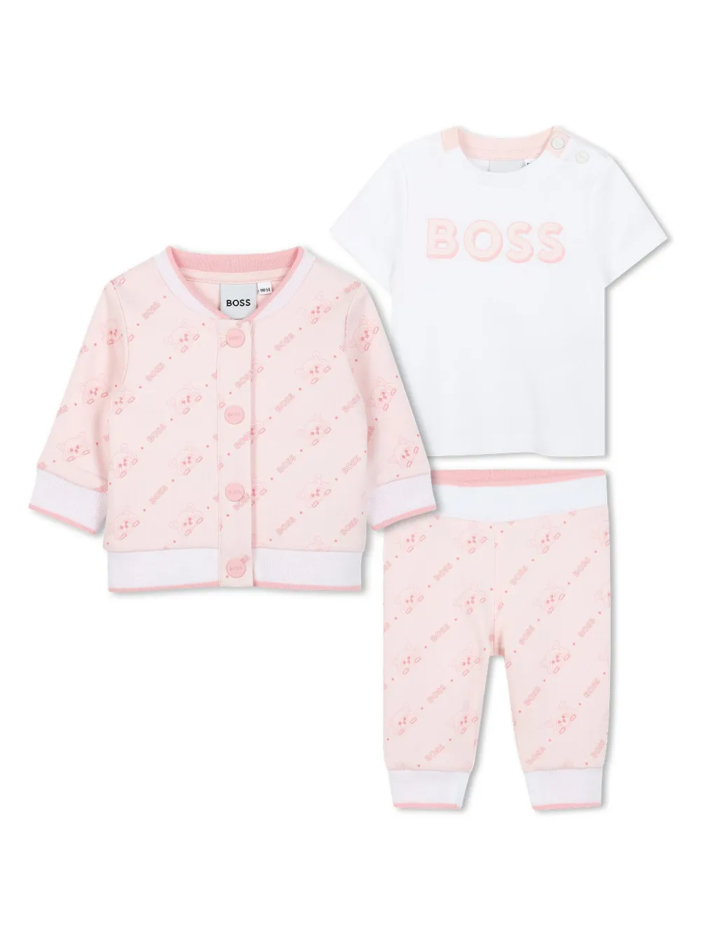 BOSS Kidswear Trainingspak met logoprint Roze