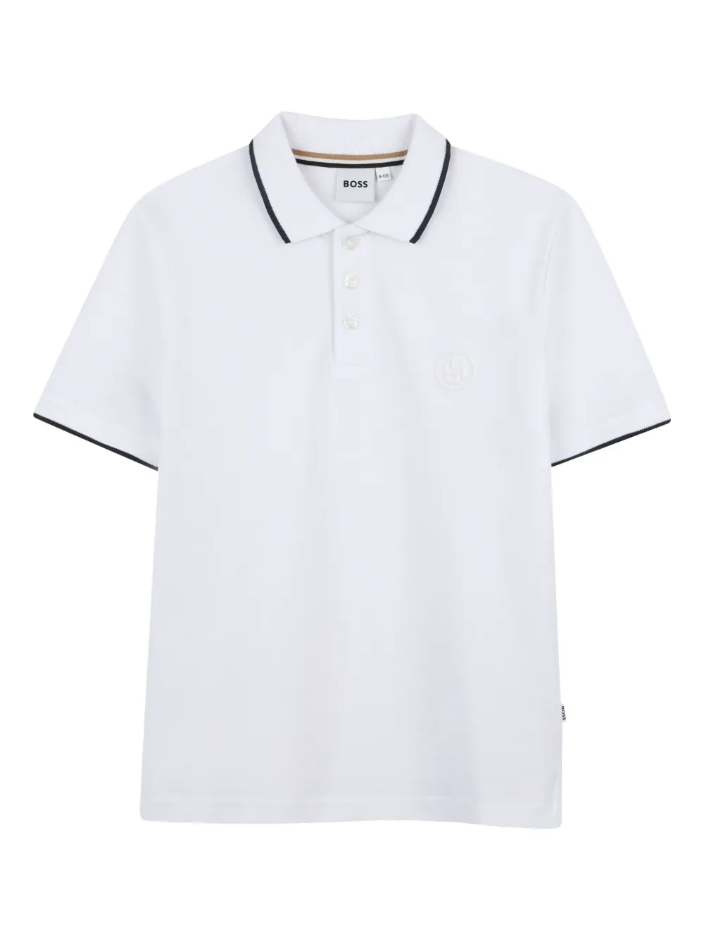 BOSS Kidswear Katoenen poloshirt met geborduurd logo Wit