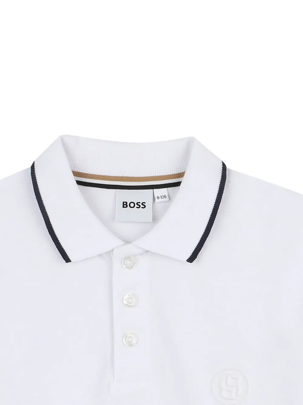 BOSS Kidswear Katoenen poloshirt met geborduurd logo Wit