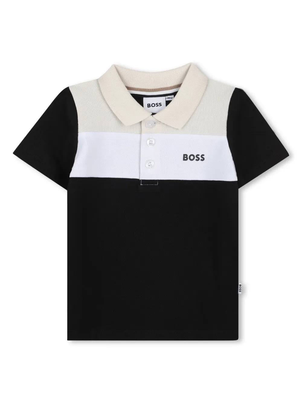 BOSS Kidswear Poloshirt met colourblocking Zwart