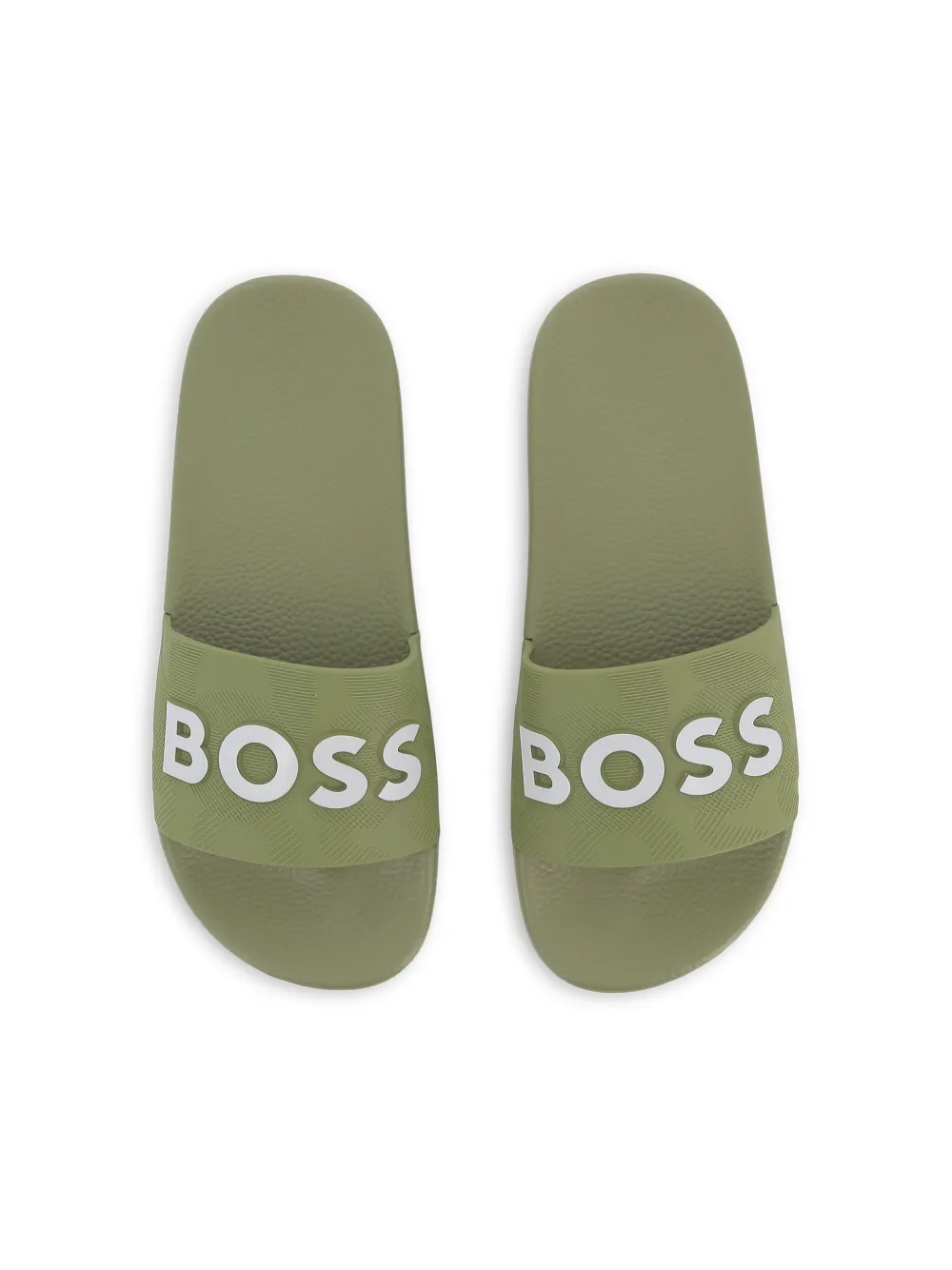 BOSS Kidswear Slippers met logoprint Groen