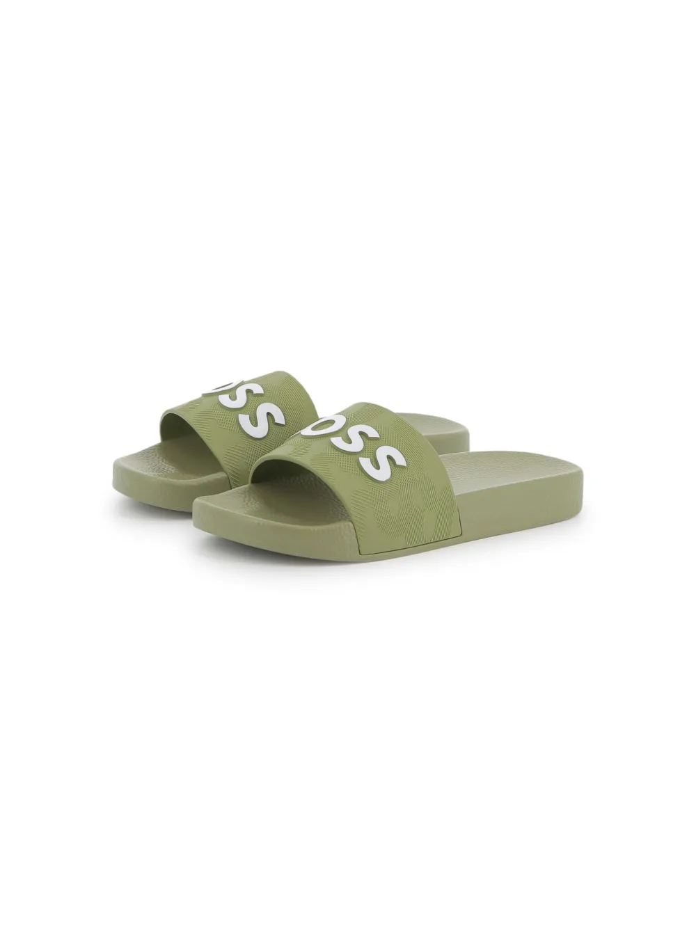 BOSS Kidswear Slippers met logoprint Groen