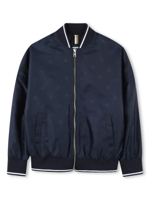 BOSS Kidswear logo-print zipped bomber jacket 