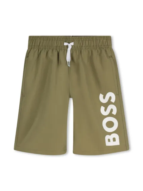 BOSS Kidswear shorts de playa con logo estampado