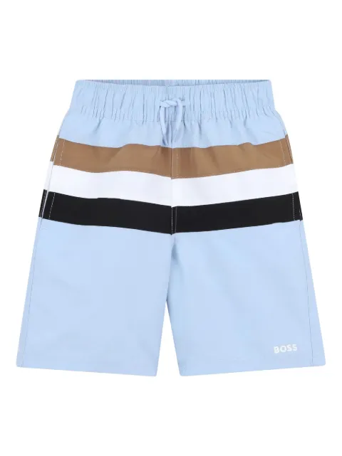 BOSS Kidswear shorts de playa con rayas estampadas