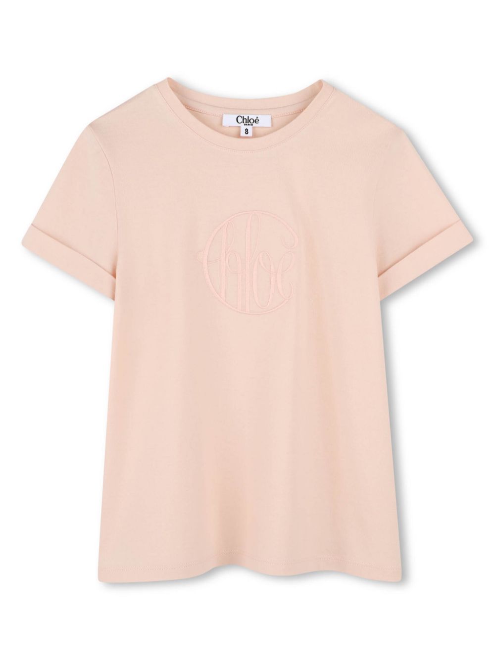 Chloé Kids logo-embroidered T-shirt - Pink