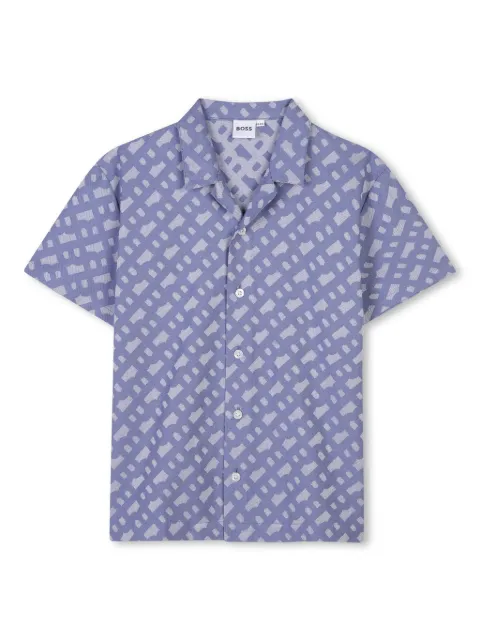 BOSS Kidswear camisa con monograma en jacquard