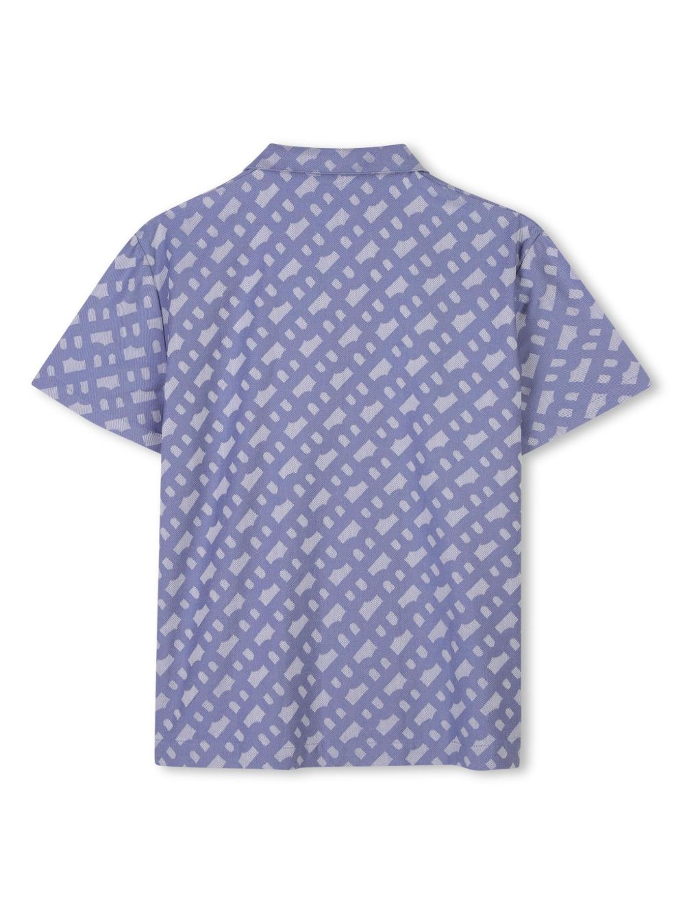 BOSS Kidswear Katoenen shirt met monogram jacquard - Blauw