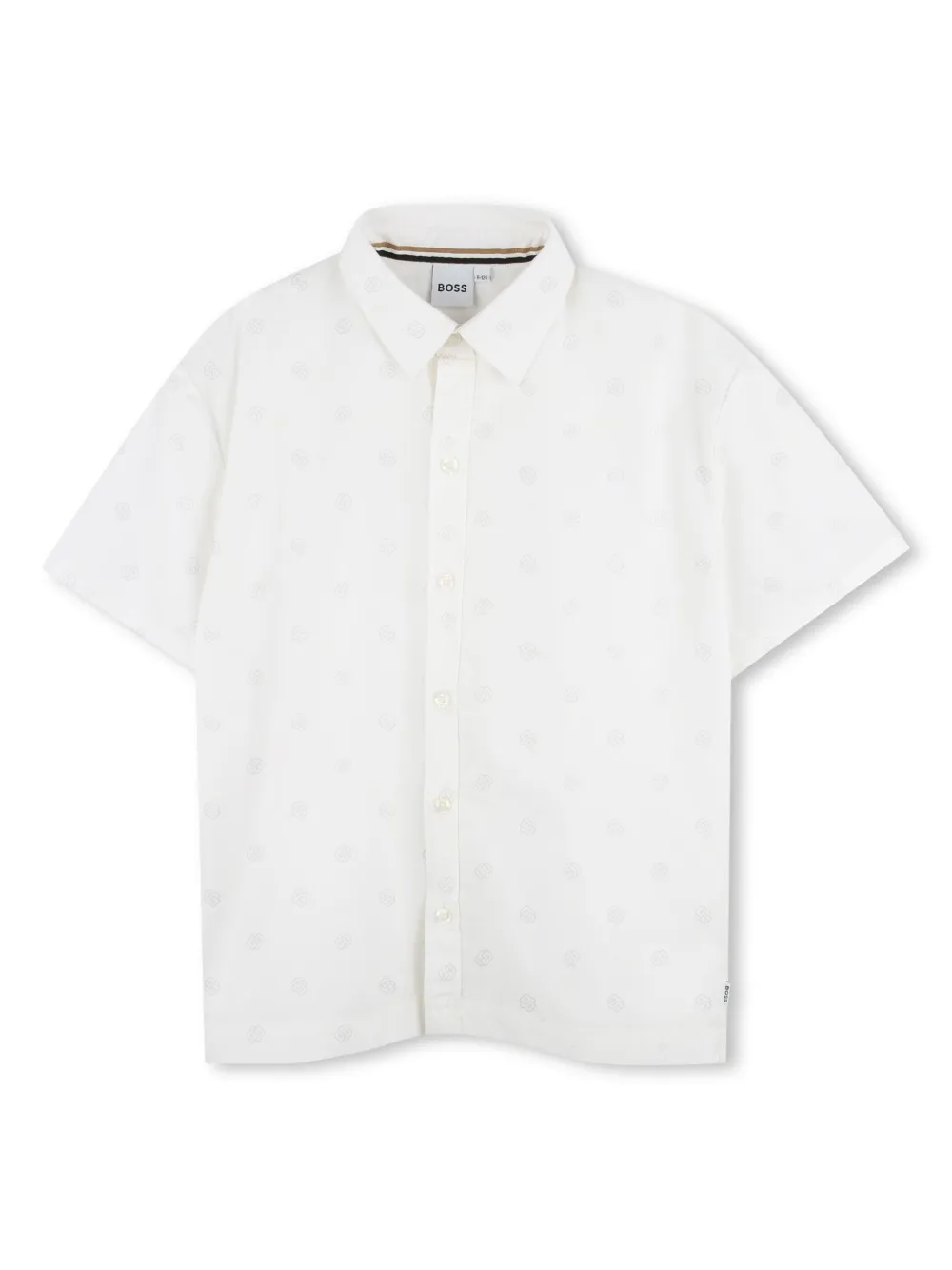 BOSS Kidswear Katoenen shirt met logoprint Wit