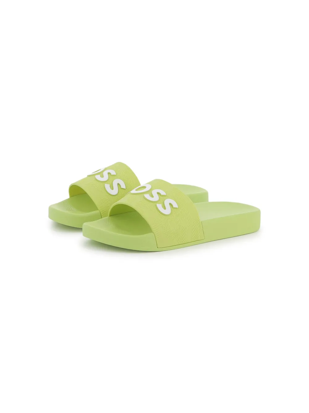 BOSS Kidswear Slippers met logoprint Groen