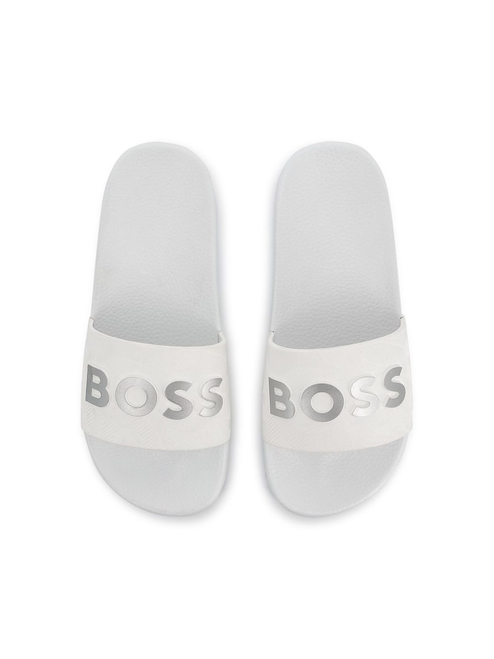 BOSS Kidswear Slippers met logoprint Wit