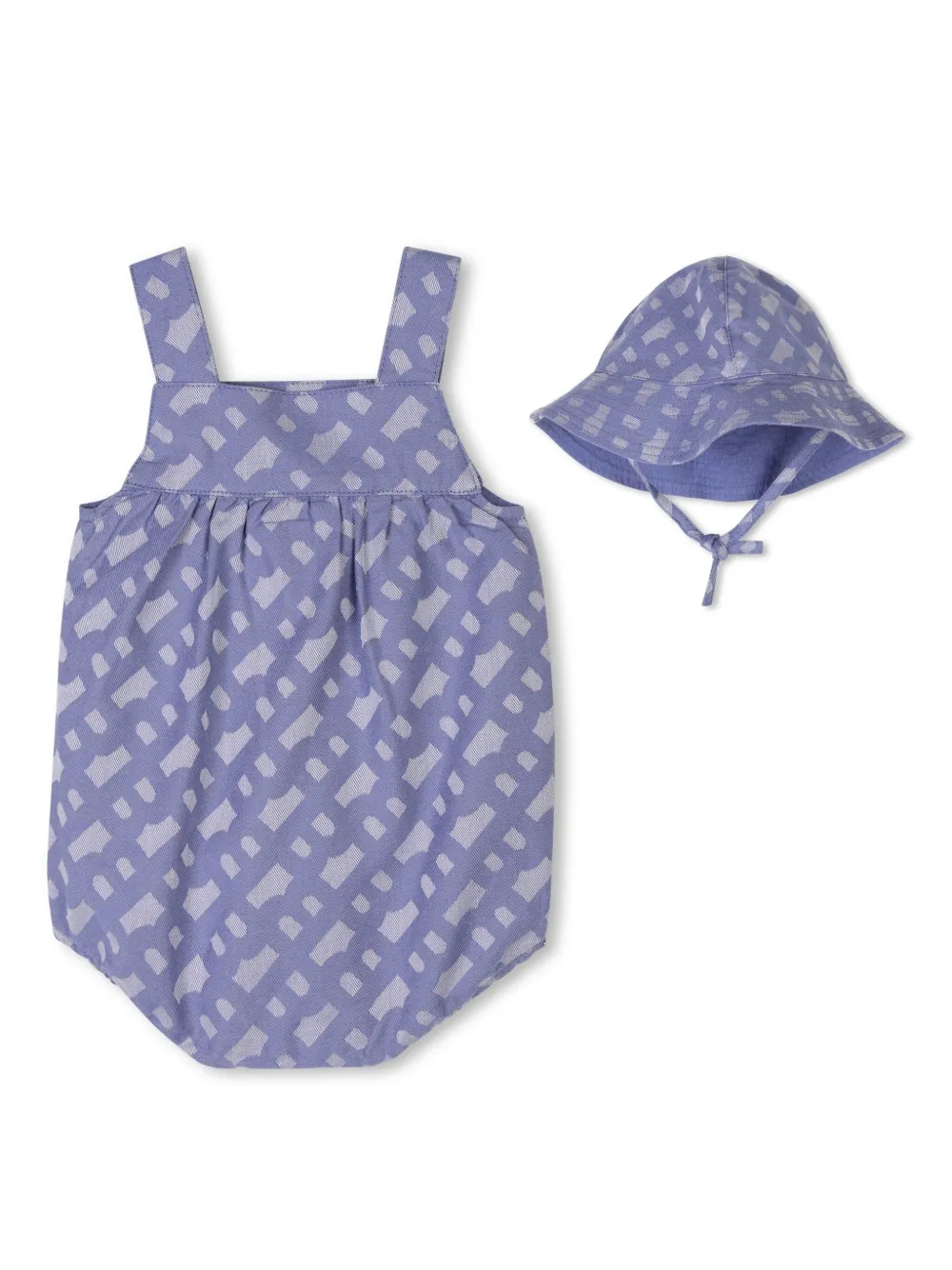 BOSS Kidswear Babybroekje en muts met jacquard - Blauw