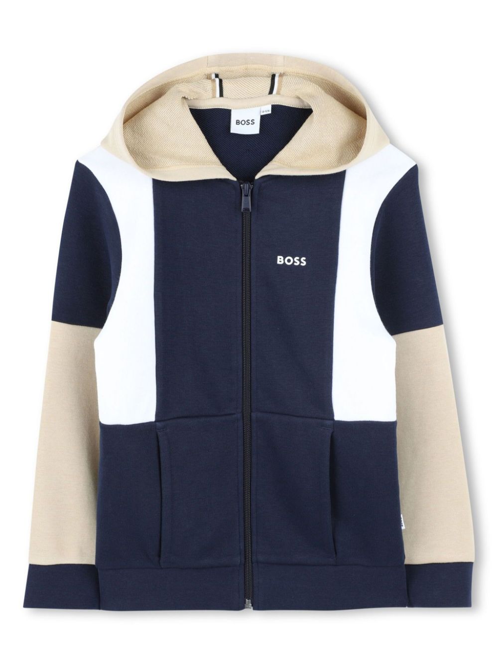 BOSS Kidswear Sweater met capuchon en vlakken Blauw