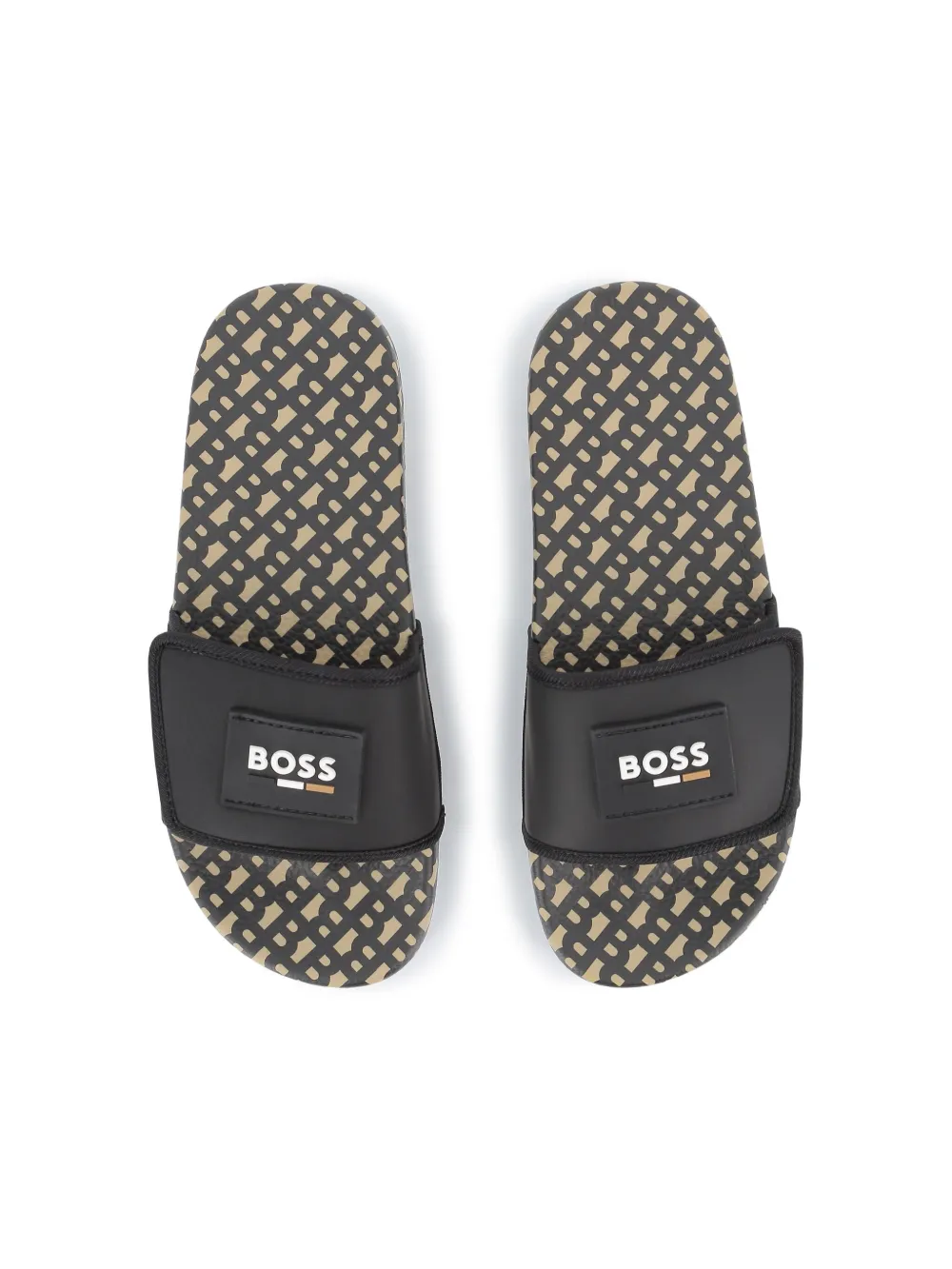 BOSS Kidswear logo-print slides Black