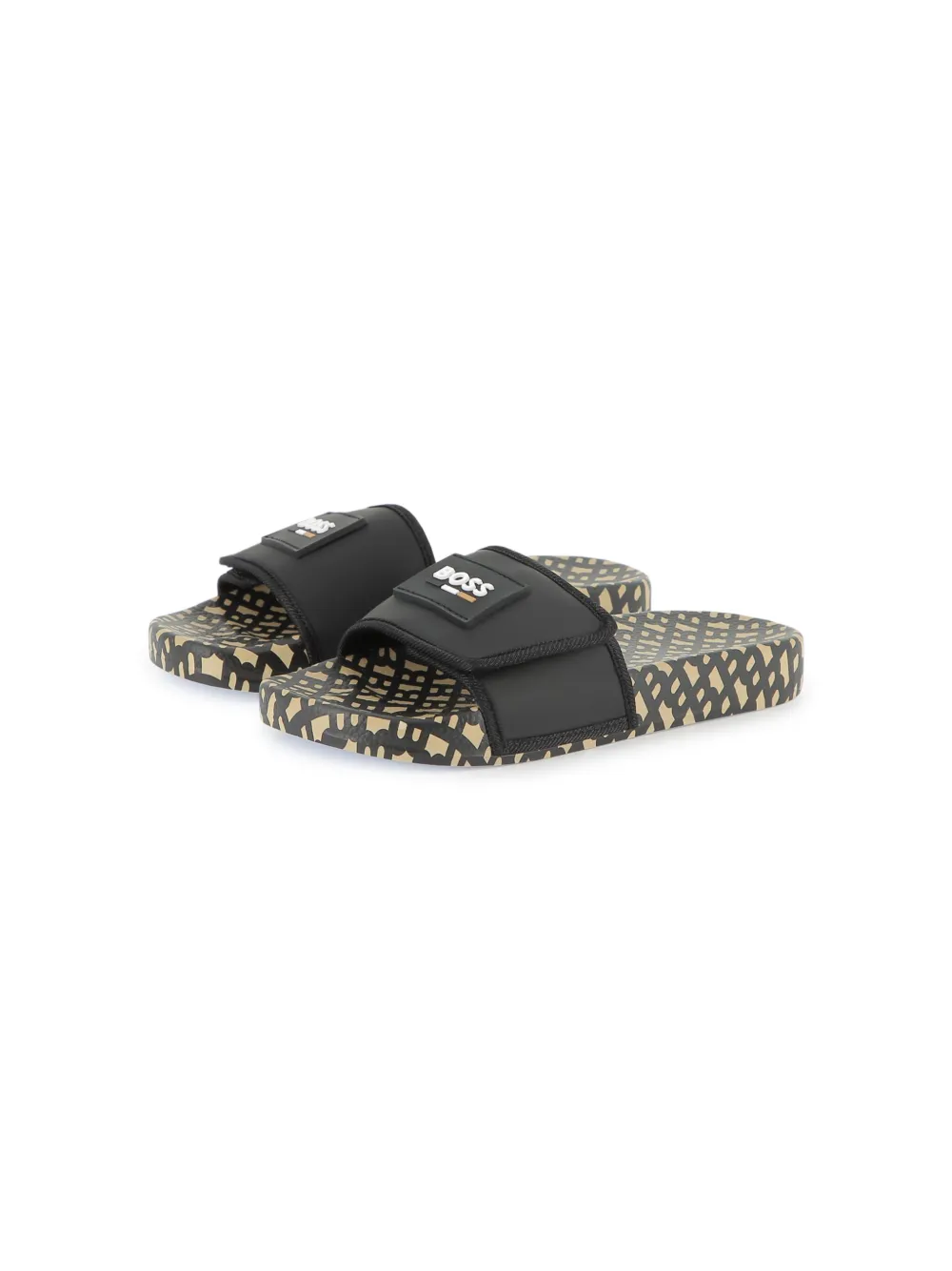 BOSS Kidswear logo-print slides Black