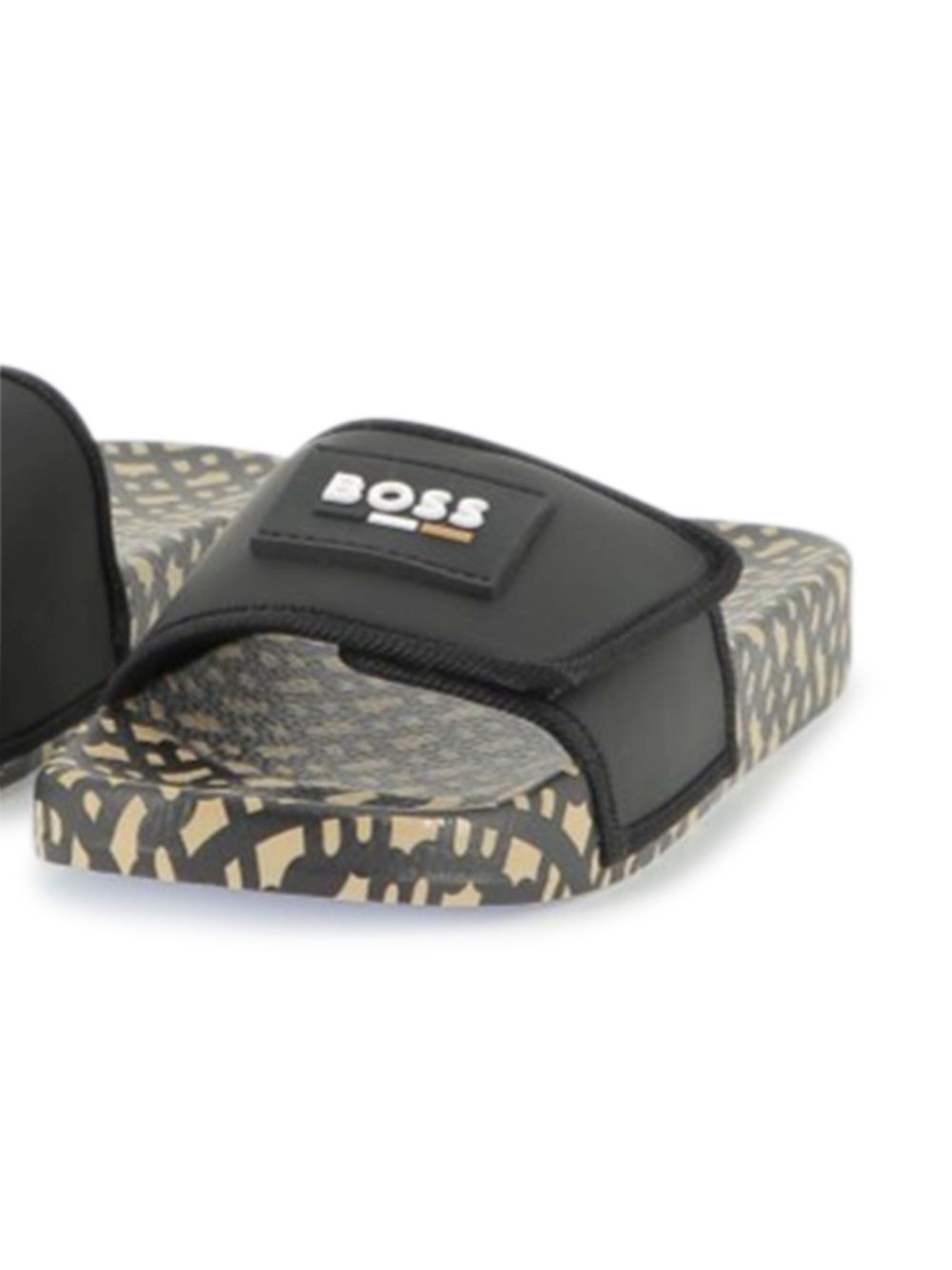 BOSS Kidswear Slippers met logoprint - Zwart