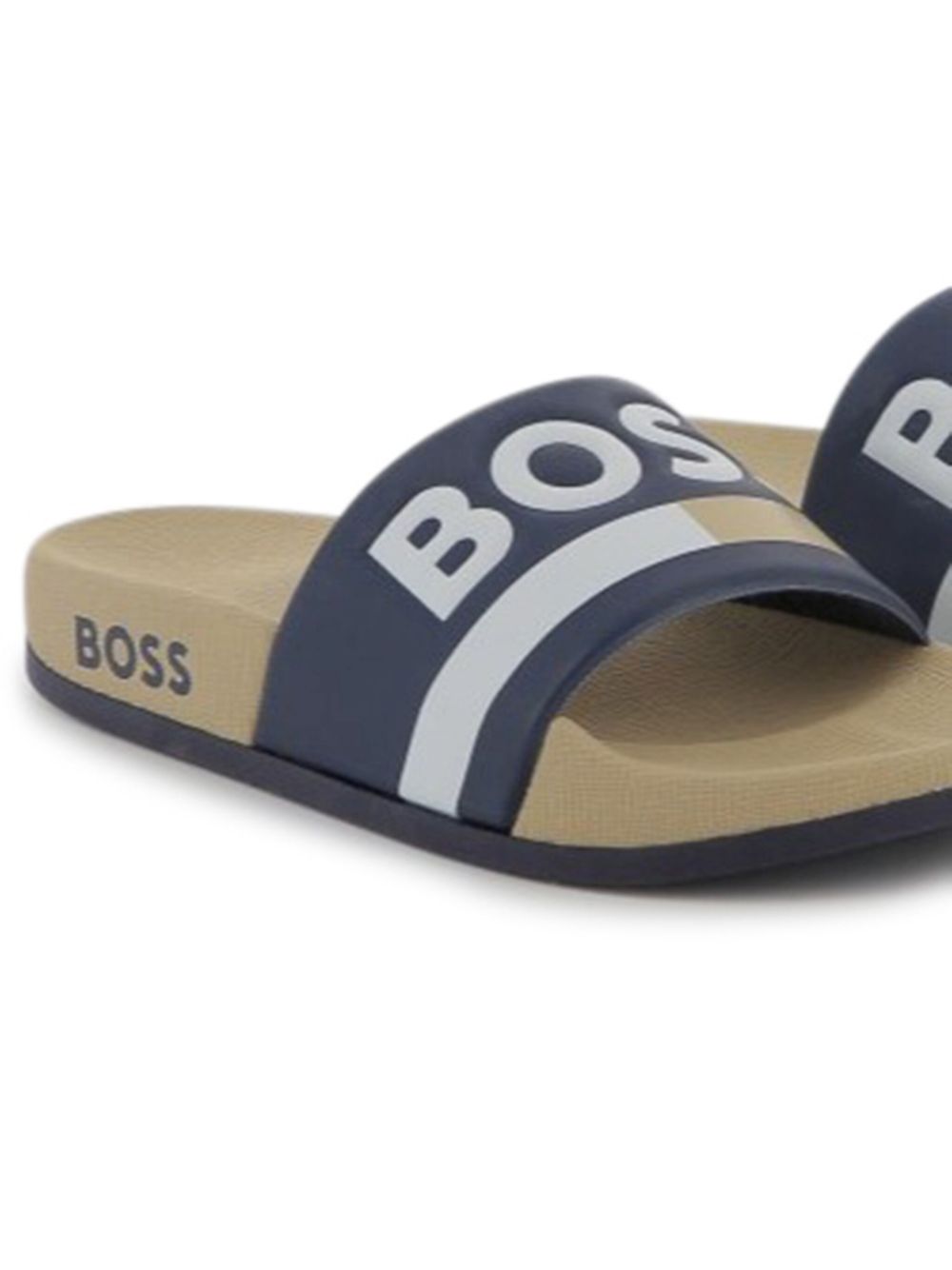 BOSS Kidswear Slippers met logoprint - Blauw