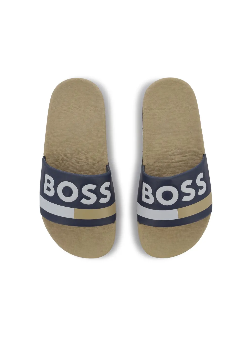 BOSS Kidswear Slippers met logoprint Blauw