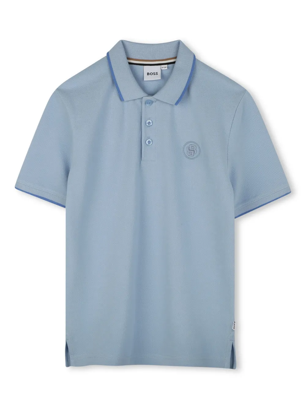 BOSS Kidswear Katoenen poloshirt met geborduurd logo Blauw