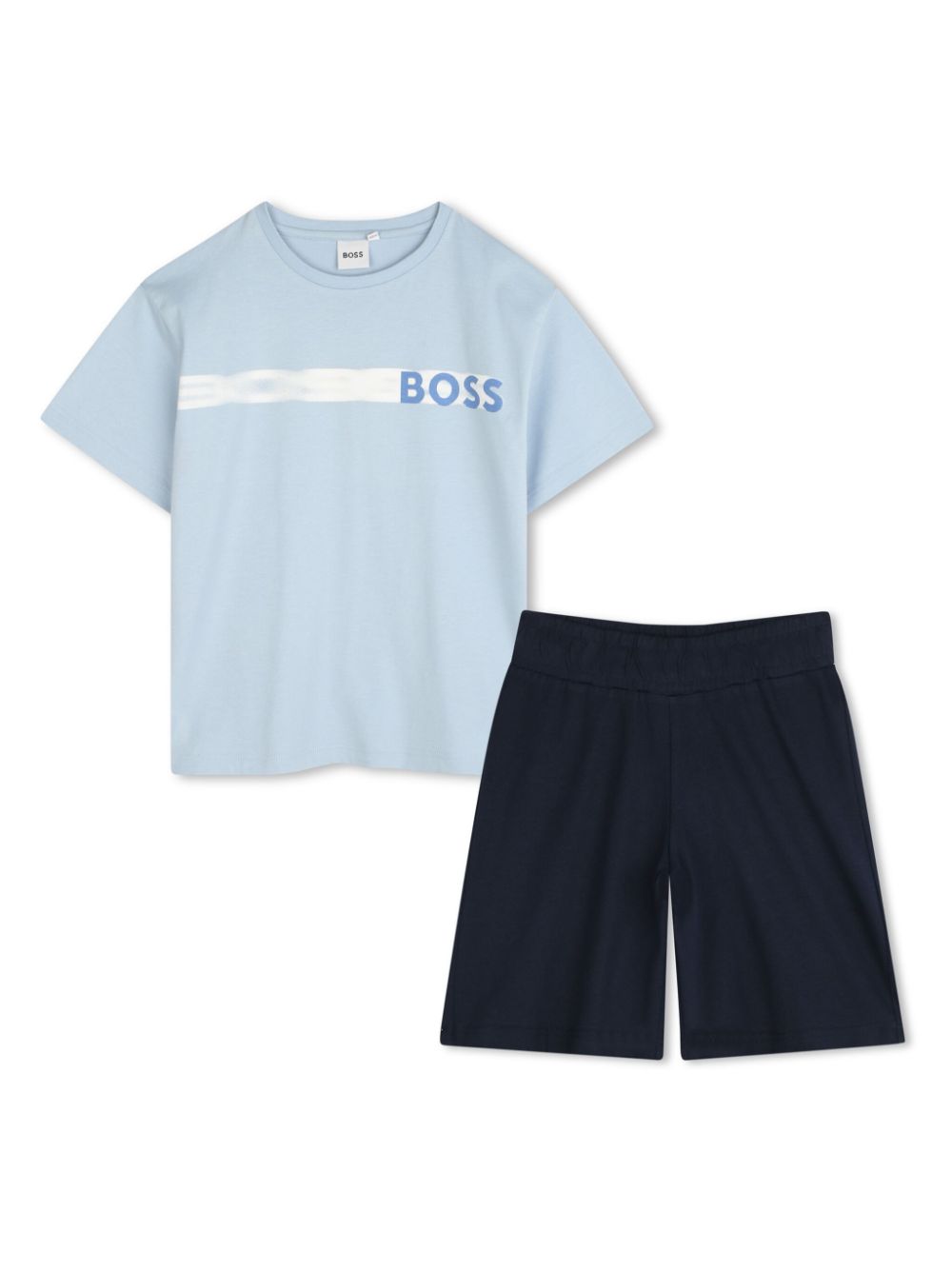 BOSS Kidswear logo-print cotton pajamas set - Blue