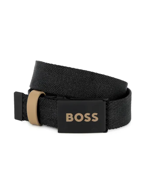 BOSS Kidswear Cinto de couro com logo na fivela