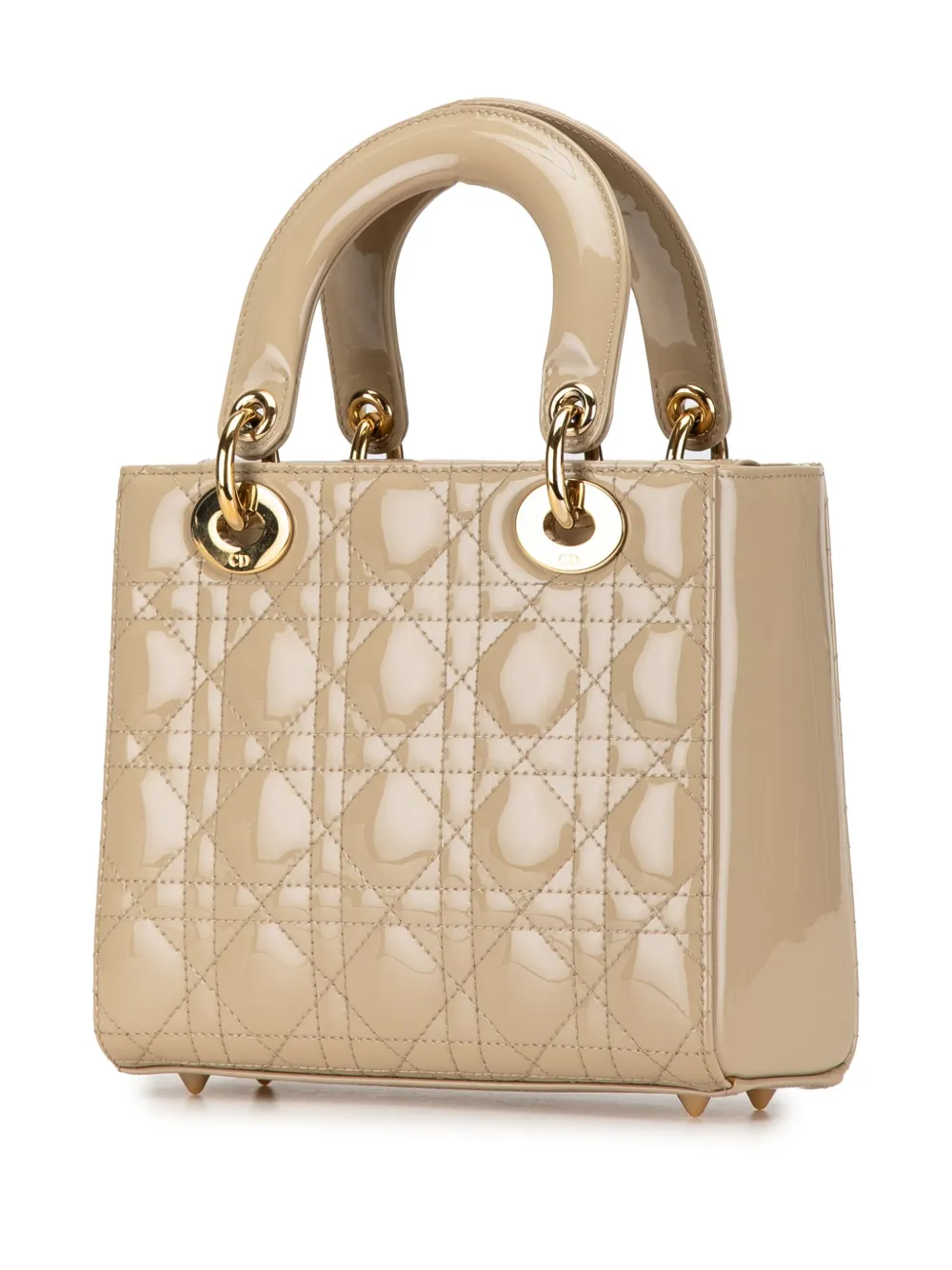Christian Dior Pre-Owned 2020 kleine Patent Cannage Lady Dior boekentas - Bruin