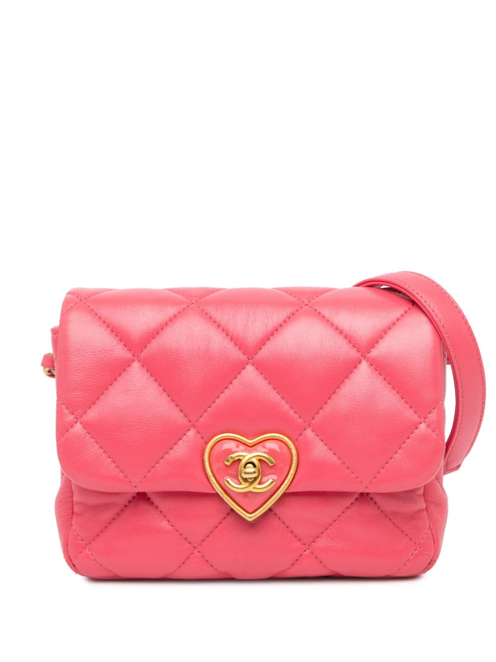 CHANEL 2021-2024 Mini Quilted Lambskin Coco Love Flap crossbody bag Women