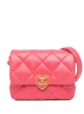 CHANEL Pre-Owned 2021-2024 Mini Quilted Lambskin Coco Love Flap crossbody bag - Pink