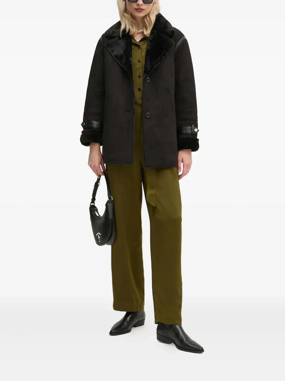 DKNY belted collared jumpsuit - Groen