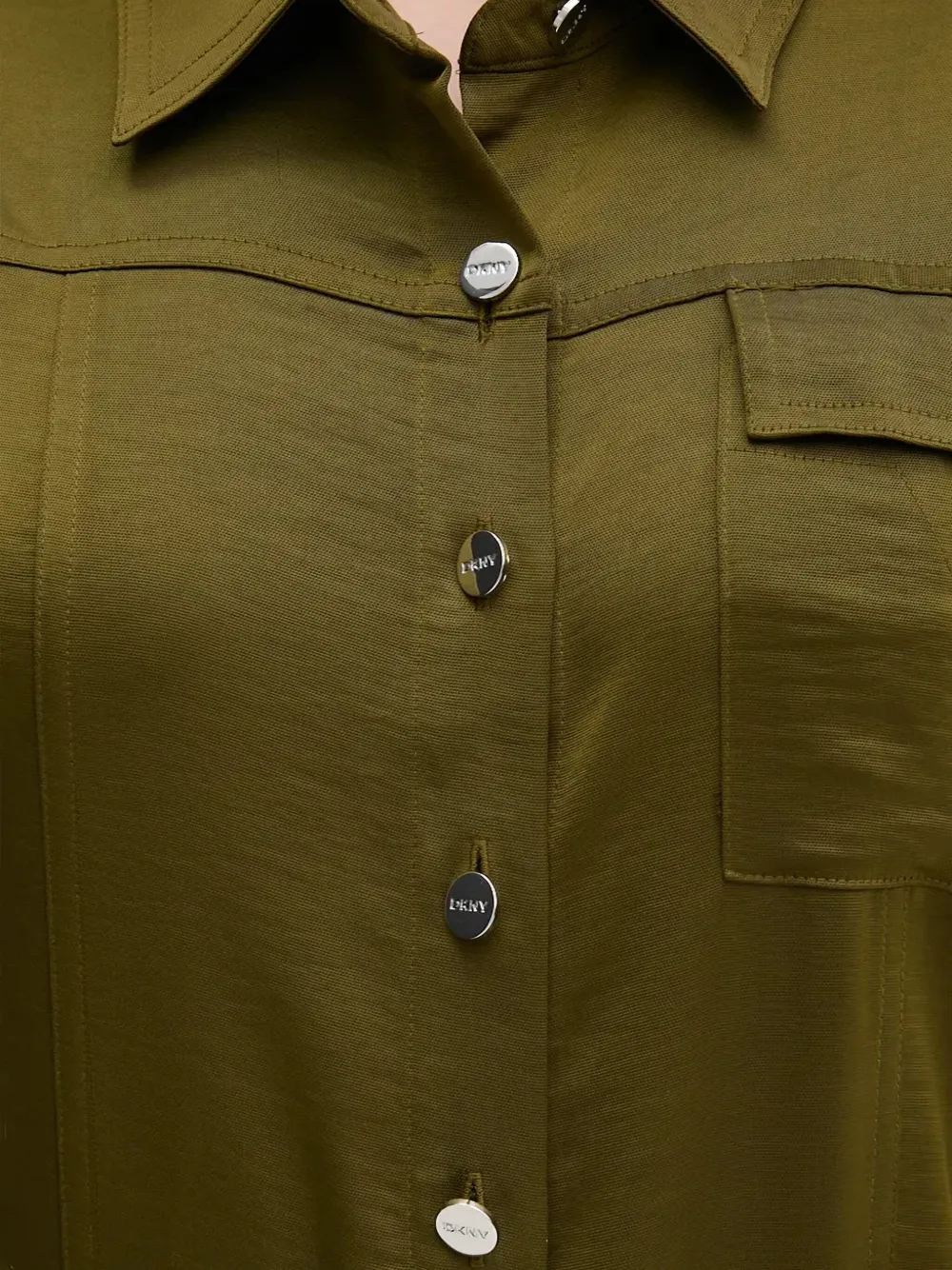 Dkny Belted Collared Jumpsuit In Green