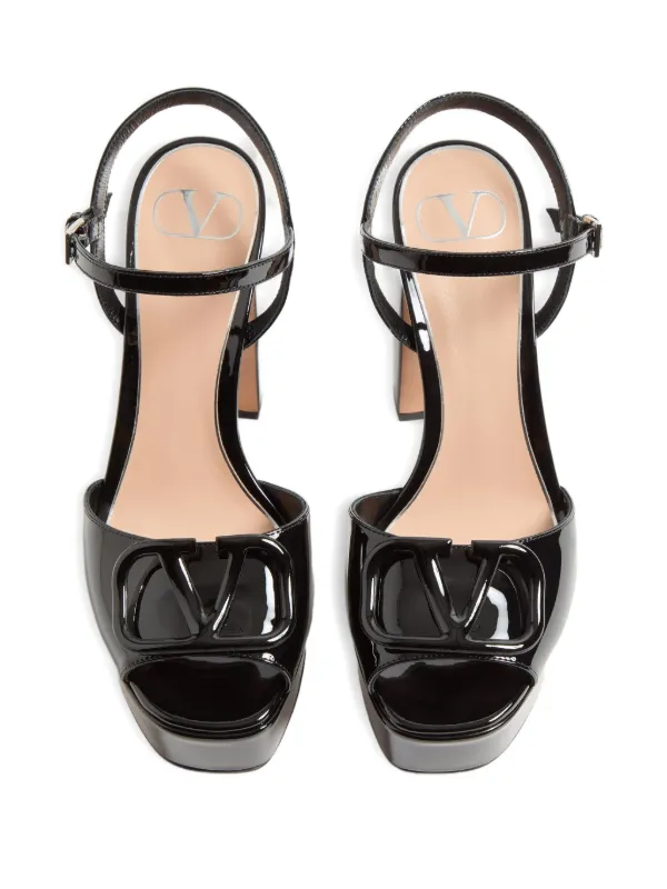 Valentino Garavani v-logo Signature Platform Sandals | Black
