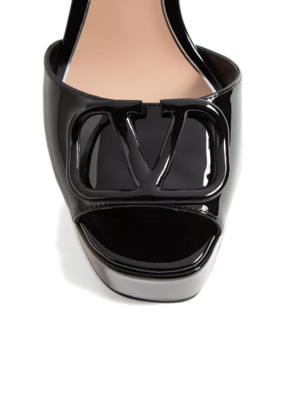 Valentino Garavani v-logo Signature Platform Sandals | Black