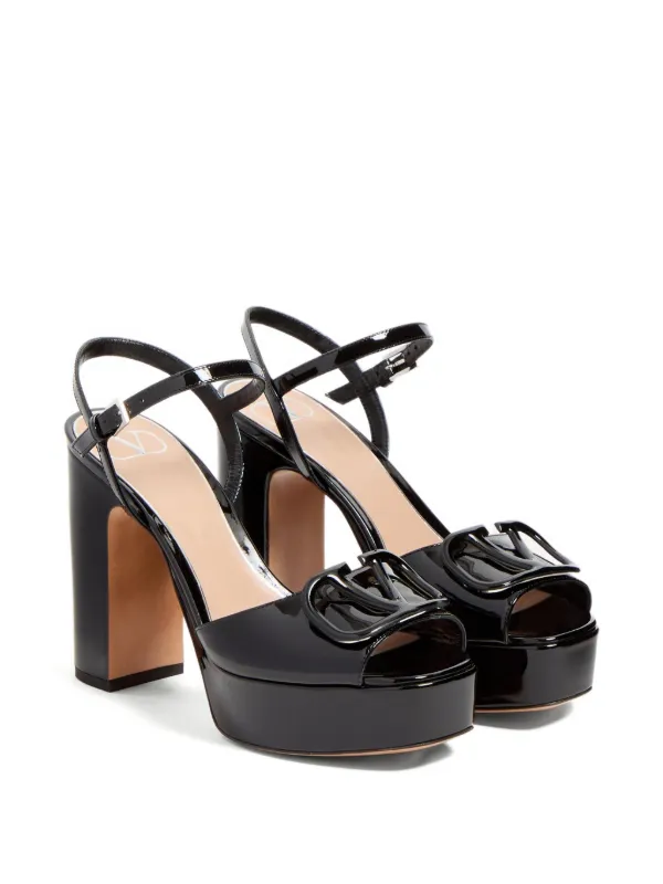 Valentino Garavani v-logo Signature Platform Sandals | Black