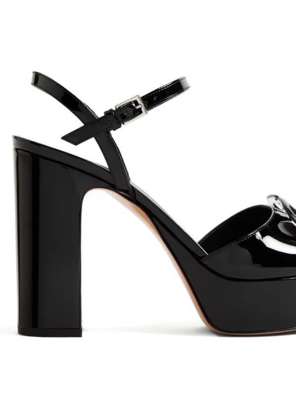 Valentino Garavani v-logo Signature Platform Sandals | Black
