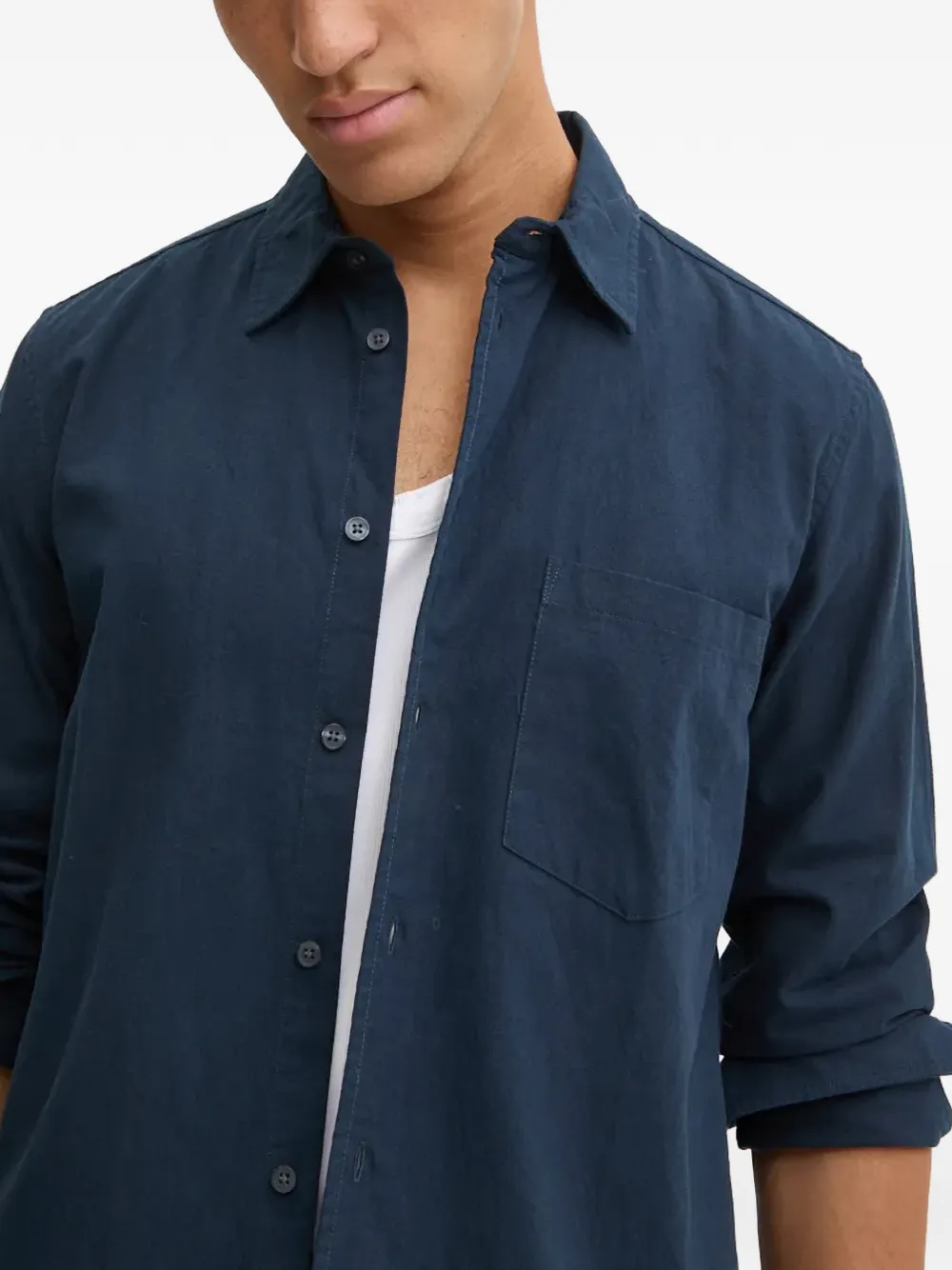 SAMSOE Overhemd met zak en knoop Blauw