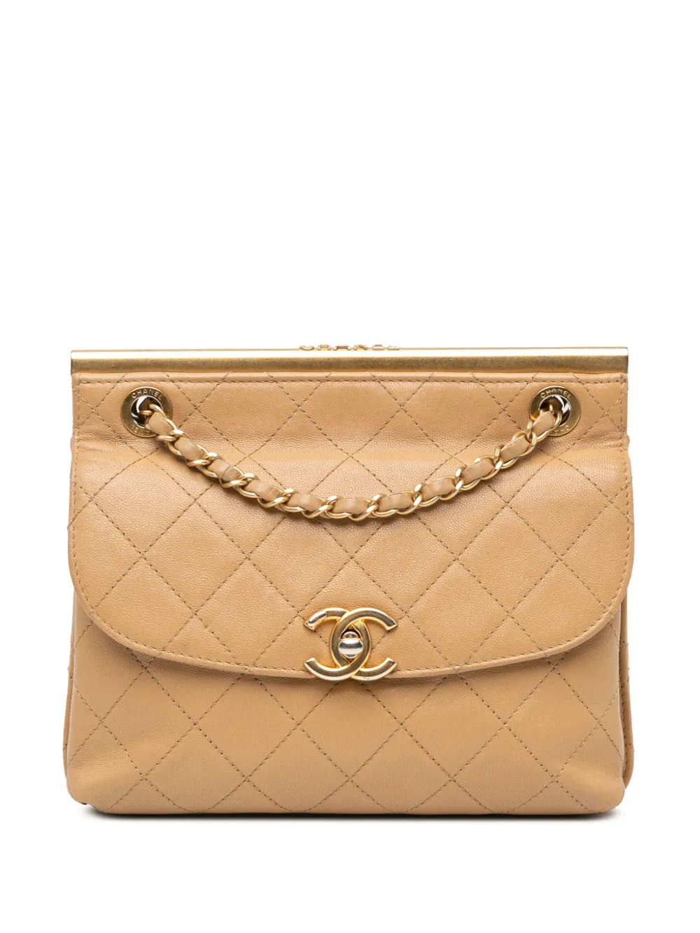 CHANEL Pre-Owned 2019 Quilted Lambskin CC Logo Bar shoulder bag | Brown | Image 1