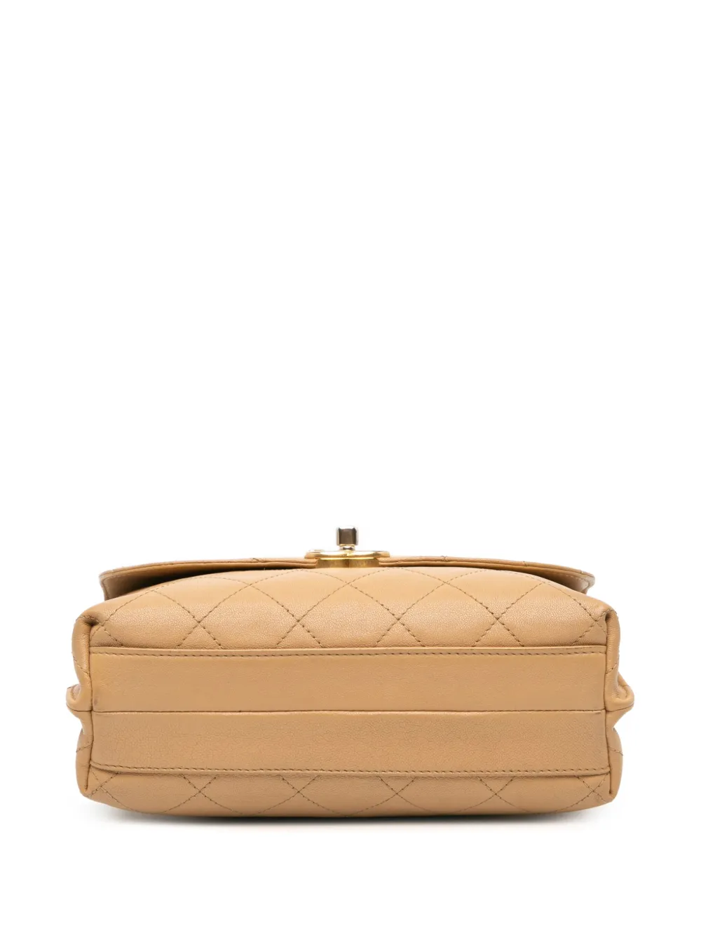 Pre-owned Chanel 2019 Quilted Lambskin Cc Logo Bar Shoulder Bag In Brown