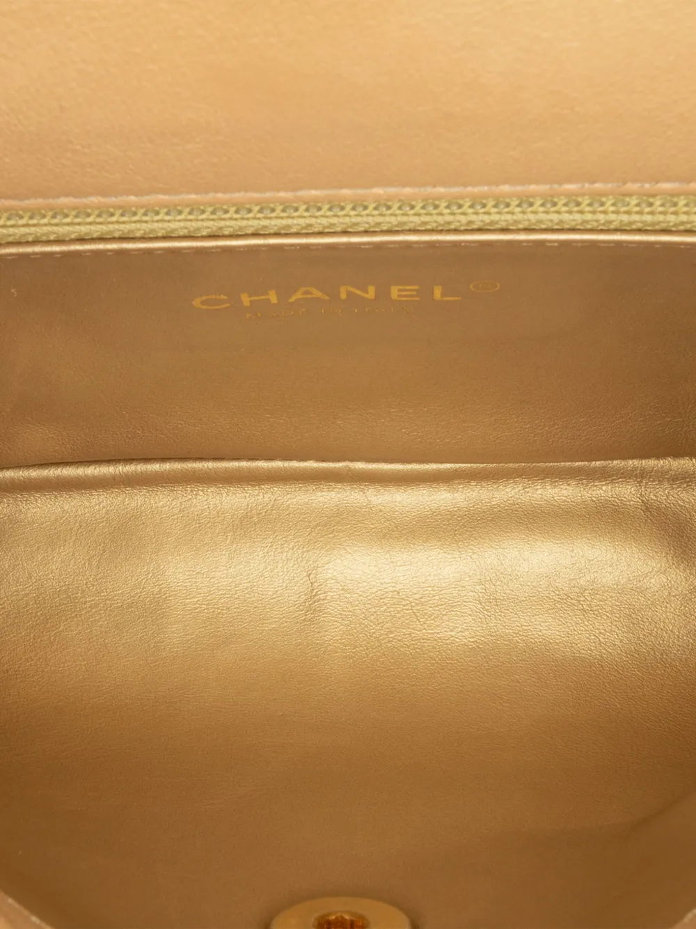 Pre-owned Chanel 2019 Quilted Lambskin Cc Logo Bar Shoulder Bag In Brown