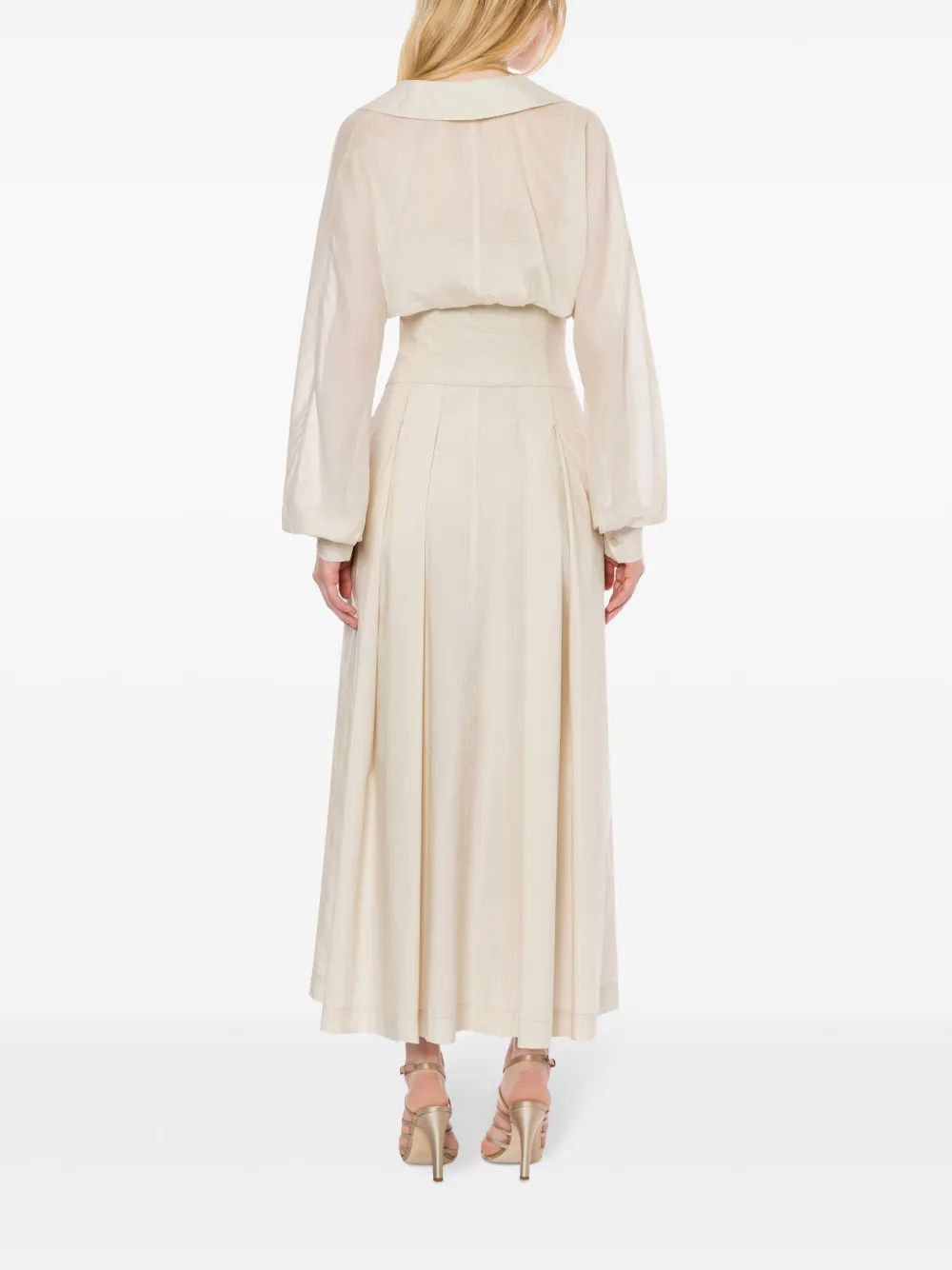 Alberta Ferretti Gelaagde maxi-jurk Beige