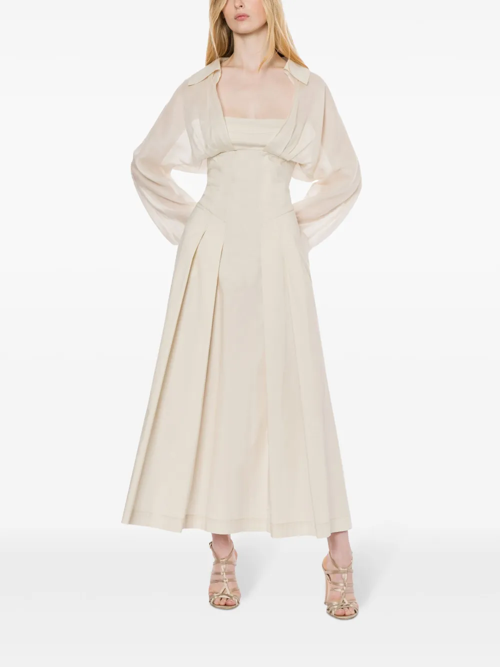 Alberta Ferretti Gelaagde maxi-jurk - Beige