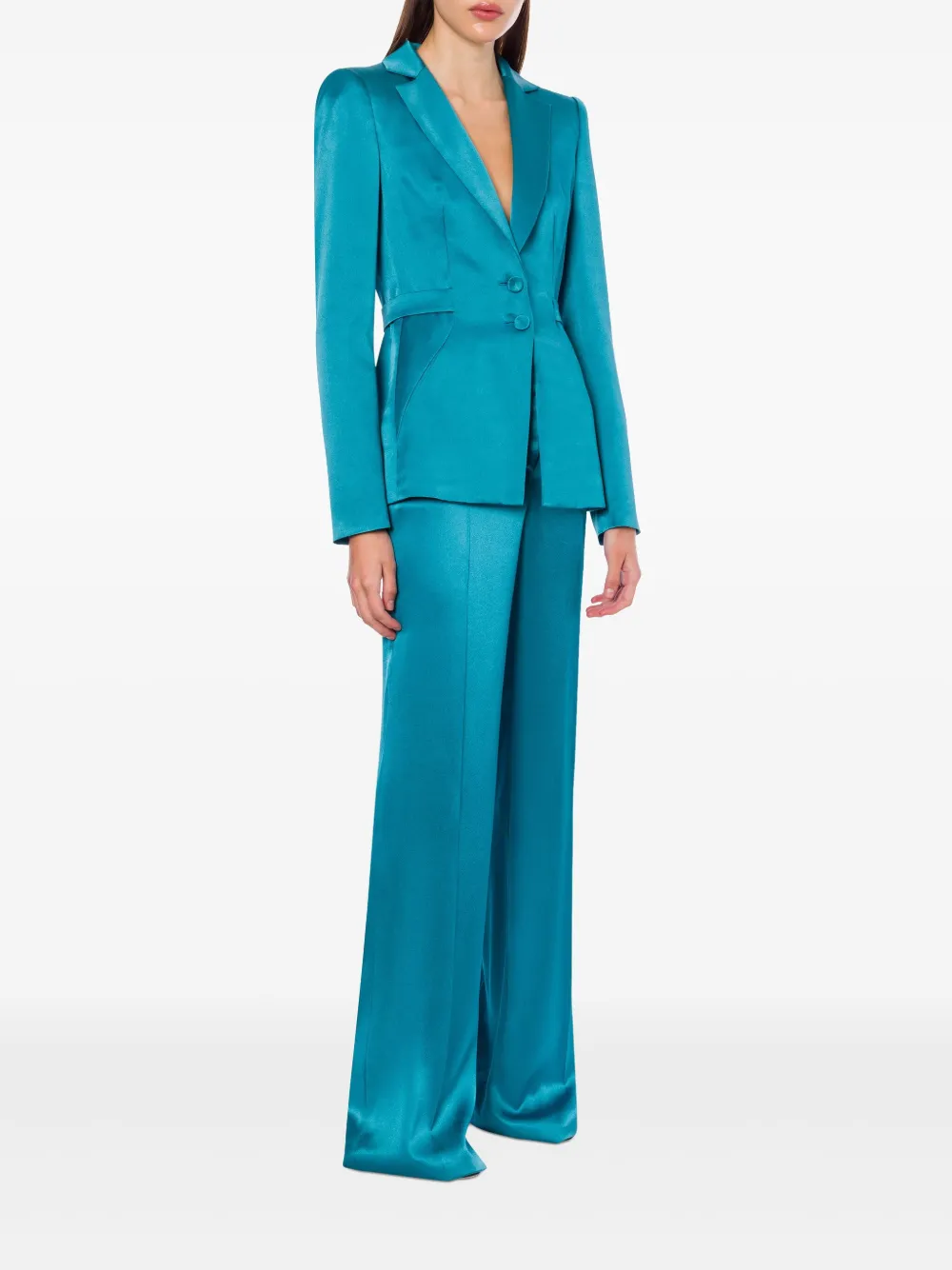 Alberta Ferretti Satijnen blazer met uitgesneden details - Blauw