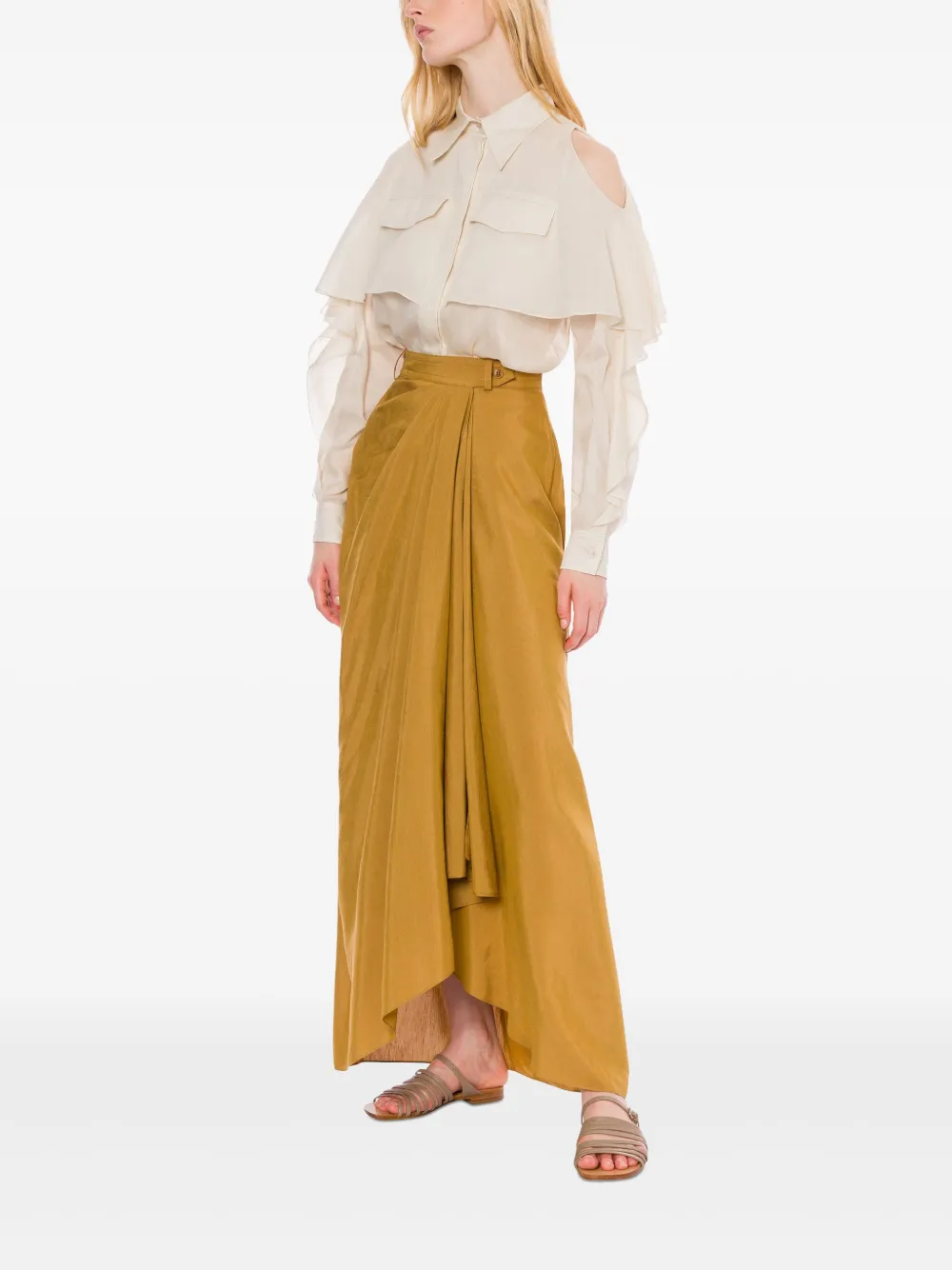 Alberta Ferretti Gedrapeerde maxi-rok - Bruin